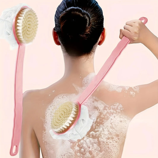 Cepillo exfoliante de ducha suave con mango largo, cepillo de baño, masajeador de piel, cepillo de limpieza, accesorios de baño.