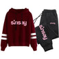 Jogging Women Tracksuit Daily Outdoor Autumn Winter Quality Hoodies Casual Single Piece Stripe Sweatshirt and Sweatpants Comfort