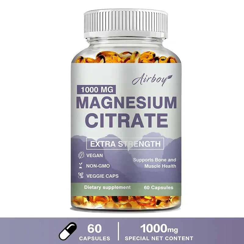Citrato de magnesio: suplemento para el estrés, la relajación, los huesos, el sueño, la salud cardíaca, los nervios, los músculos y el metabolismo.