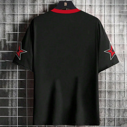 Camiseta de manga corta con cuello redondo y estampado de letras y números para hombre, ideal para aficionados a los deportes al aire libre. Camisetas para hombre y mujer.