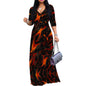 Blue Swirl Print Wrap Maxi Dress S-3XL | Elegant V-Neck Dress for Casual Outings, Parties, and Summer Events