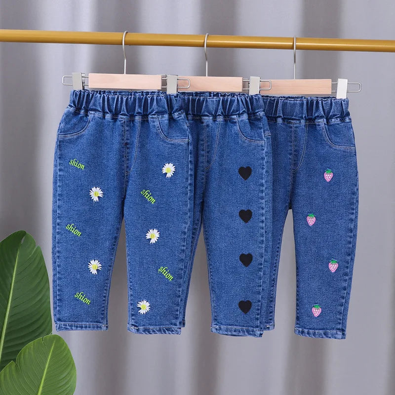 Pantalones vaqueros ajustados para niñas, pantalones vaqueros Suona de primavera y otoño, pantalones casuales elásticos acampanados para niños, ropa para niños de 0 a 5 años