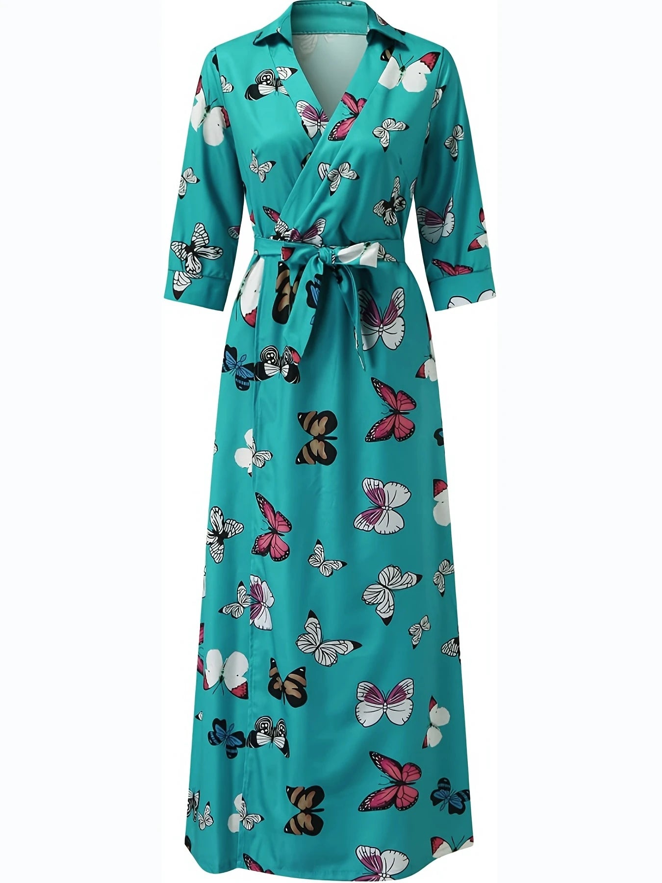Women Print Dress Sexy V-Neck Bat Sleeve Ruffl Flowers Print Bohemian Beach Sundress Ladies Loose Summer Vacation Mini Dresses