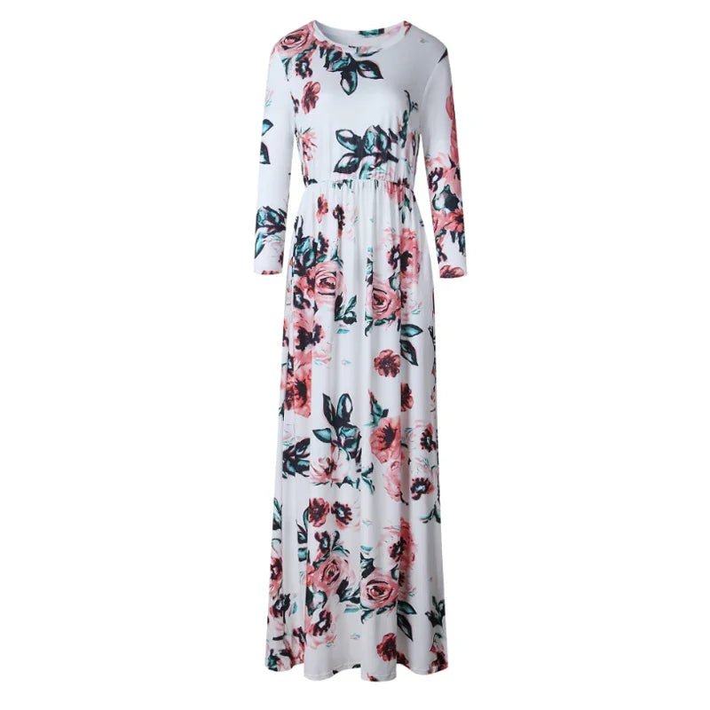 Vestido largo de verano para mujer 2025, vestido playero bohemio con estampado floral, vestido maxi blanco para fiesta de noche, vestido de verano, vestidos de fiesta
