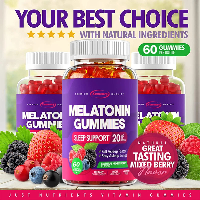 Gomitas de melatonina de 20 mg: concilia el sueño de forma natural, combate el insomnio, refuerza el sistema inmunitario y mejora la calidad del descanso.