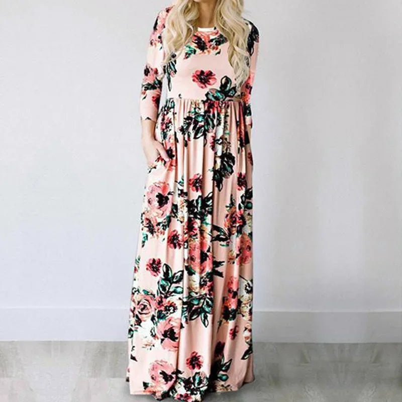 Vestido largo de verano para mujer 2025, vestido playero bohemio con estampado floral, vestido maxi blanco para fiesta de noche, vestido de verano, vestidos de fiesta