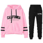 Chándal informal de rayas para mujer de California, sudadera con capucha, pantalón o traje versátil, sencillo, gran oferta, conjuntos urbanos tallas S-3XL