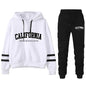 Chándal informal de rayas para mujer de California, sudadera con capucha, pantalón o traje versátil, sencillo, gran oferta, conjuntos urbanos tallas S-3XL