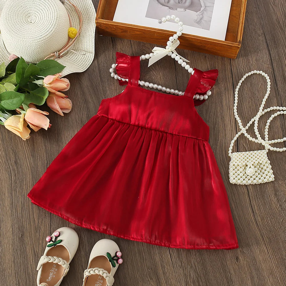 Vestidos de verano para bebé, con lazo, espalda descubierta, escote cuadrado, tirantes esponjosos, ropa de playa informal para niña