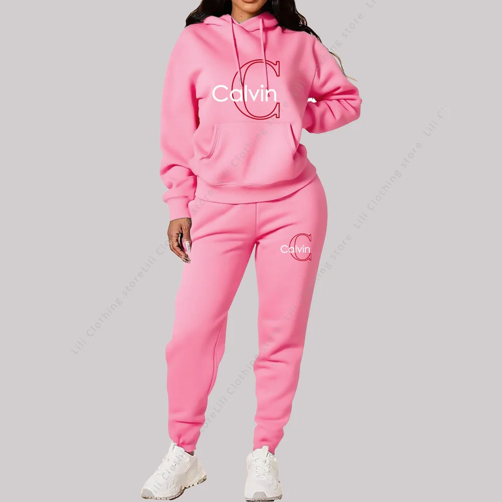 Conjunto deportivo de 2 piezas para mujer, ropa de diseño estético, tendencia, sudaderas con capucha y pantalones deportivos de alta calidad, conjuntos para mujer, 2025
