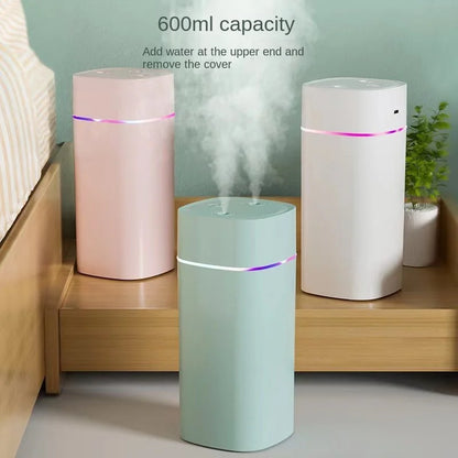 Humidificador USB de doble boquilla | 800 ml/h de alta potencia y ultrasilencioso | Humidificador para coche y hogar