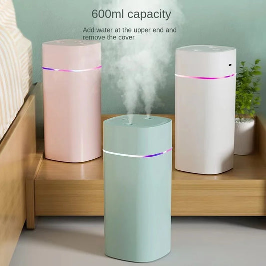 Humidificador USB de doble boquilla | 800 ml/h de alta potencia y ultrasilencioso | Humidificador para coche y hogar
