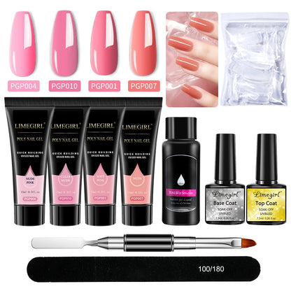 Kit Nail Art Limegirl, gel de uñas polivinílico, gel de remojo extensible, kit de esmalte de gel acrílico para principiantes, gel semipermanente