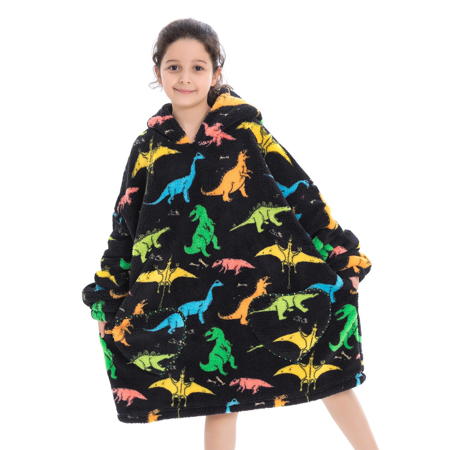 Manta de franela con mangas, sudadera de invierno, jersey de forro polar, manta usable con tiburón gigante, sudadera con capucha para adultos, niños y bebés