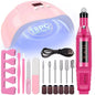 LINMANDA Kit profesional de taladro eléctrico para uñas con USB, lima de esmalte y lámpara UV LED para uñas, secador de manicura en gel, lámpara acrílica, juego de inicio
