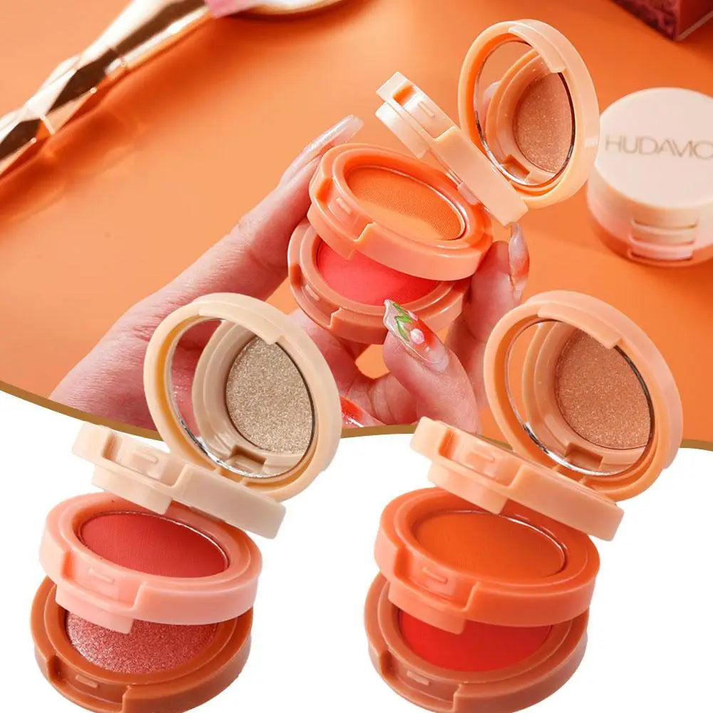 HUDAMOJI Paleta de rubor humectante con color 3 en 1 para mejillas y labios, rubor perlado de larga duración, sombra de ojos, maquillaje de contorno mate natural para rostro