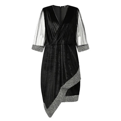 Plus Size Women Dress Winter Plus Size Black Vestidos Formal Occas Dress Elegant Long Skirt Party Female Clothin