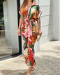 Women's Summer Casual Short Sleeved Printed Flip Collar Dress, Casual Elegant Button Up Women's Belt Dress
