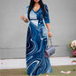 Maxi Dress for Women Casual Sundress V-Neck 3/4 Sleeve Plus Size