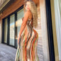 Spring/Summer Women's Colorful Tie Dye Print Off Shoulder Wrapped Chest Dress