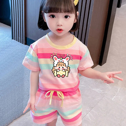 Conjuntos de ropa de verano de Hello Kitty para niñas pequeñas, camiseta de manga corta y pantalones cortos con cintura elástica, 2 piezas