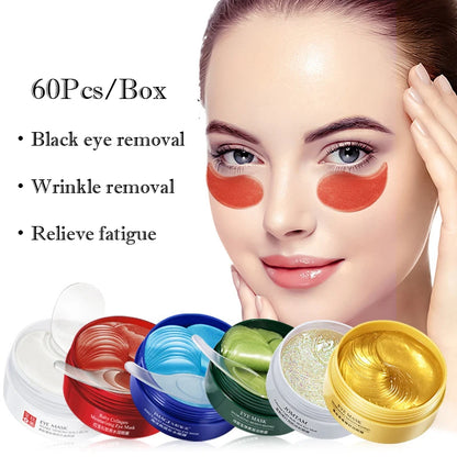Mascarilla de colágeno dorado para ojos, hidratante, antiojeras, bolsas, cuidado ocular, parches reafirmantes de belleza, 60 unidades