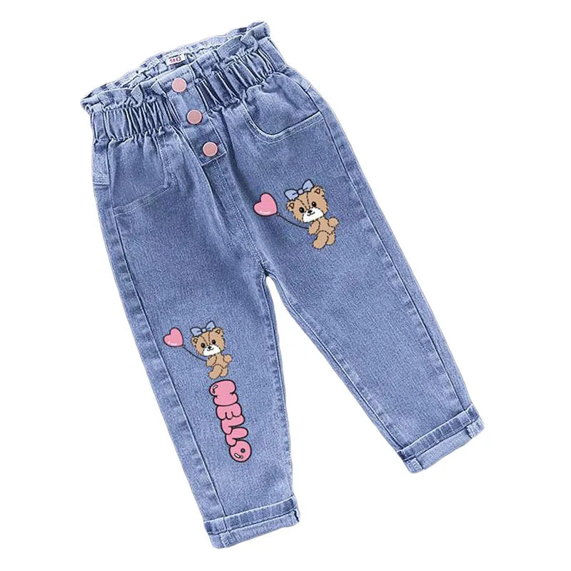 Pantalones vaqueros de felpa de invierno para niñas pequeñas con estampado de mariposas y dibujos animados, a la moda, para el tiempo libre, para mantener el calor, de 1 a 6 años