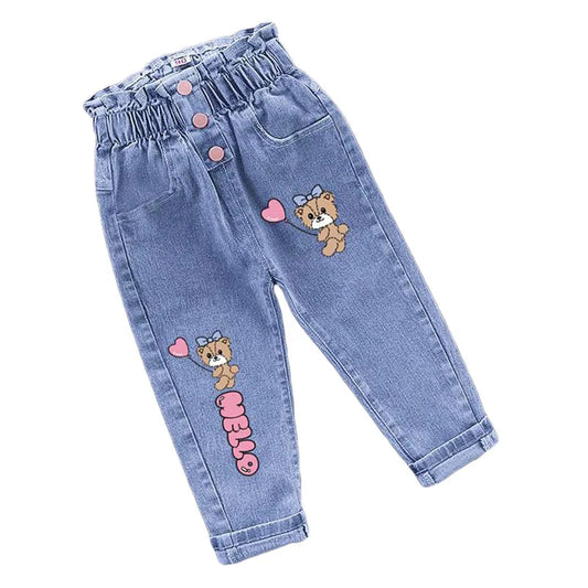 Pantalones vaqueros de felpa de invierno para niñas pequeñas con estampado de mariposas y dibujos animados, a la moda, para el tiempo libre, para mantener el calor, de 1 a 6 años