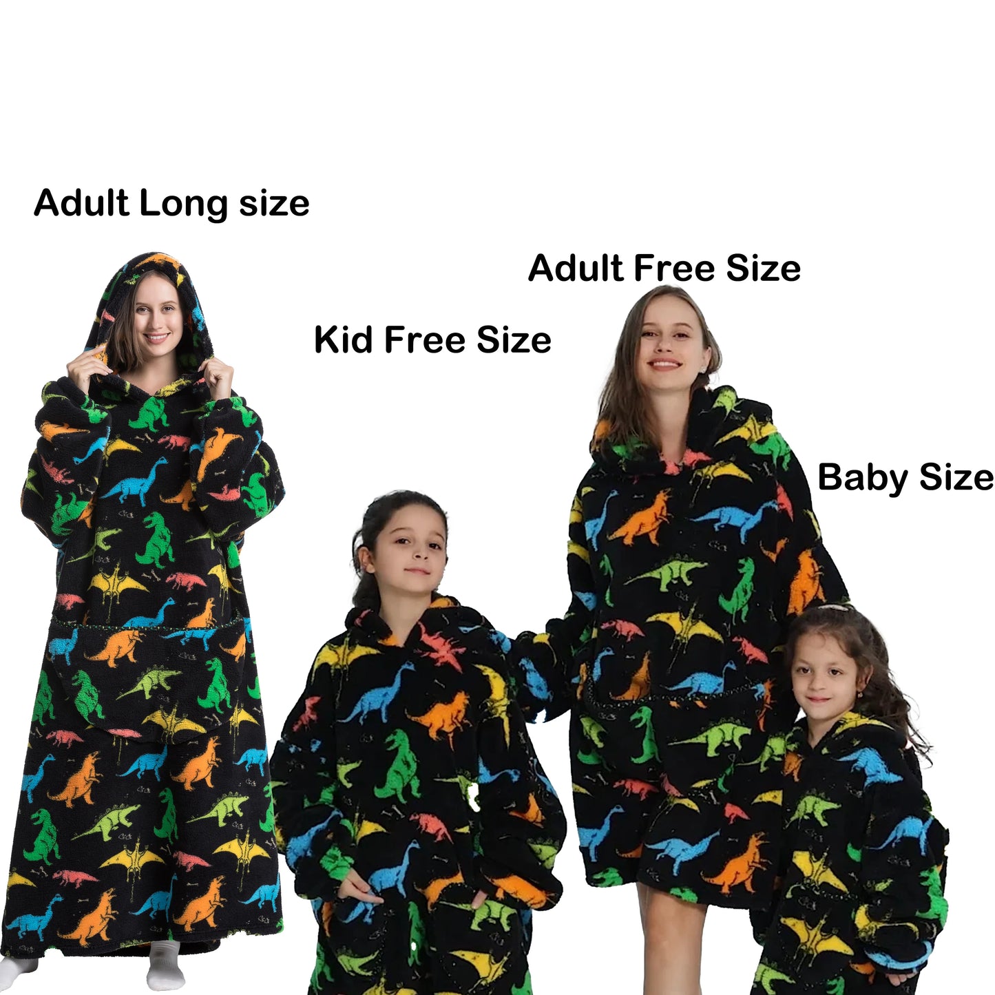 Manta de franela con mangas, sudadera de invierno, jersey de forro polar, manta usable con tiburón gigante, sudadera con capucha para adultos, niños y bebés