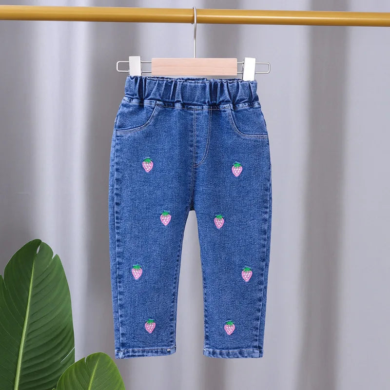 Pantalones vaqueros ajustados para niñas, pantalones vaqueros Suona de primavera y otoño, pantalones casuales elásticos acampanados para niños, ropa para niños de 0 a 5 años