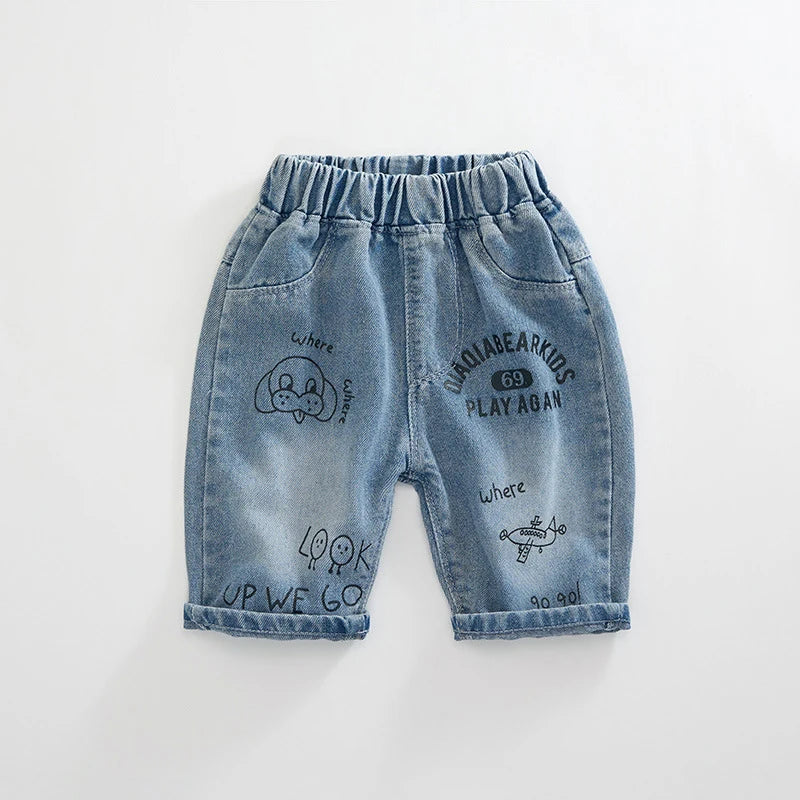 IENENS Pantalones cortos vaqueros casuales para bebés y niñas, ropa para niños de 2 a 8 años, pantalones cortos vaqueros holgados para niños