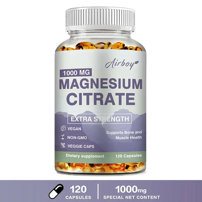 Citrato de magnesio: suplemento para el estrés, la relajación, los huesos, el sueño, la salud cardíaca, los nervios, los músculos y el metabolismo.