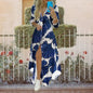 Vintage Elegant Retro Print Women's Shirt Dress Fashion Casual Holiday Dress Long Sleeve Irregular Office Lady Summer New Dress