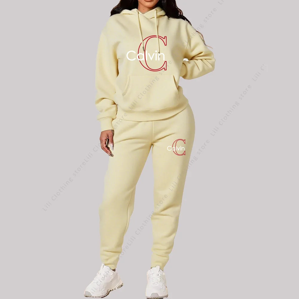 Conjunto deportivo de 2 piezas para mujer, ropa de diseño estético, tendencia, sudaderas con capucha y pantalones deportivos de alta calidad, conjuntos para mujer, 2025