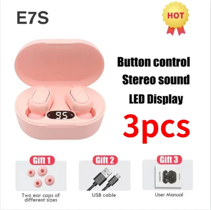 Auriculares inalámbricos TWS E7S con Bluetooth, deportivos, resistentes al agua, con micrófono y función de música, compatibles con todos los teléfonos inteligentes.