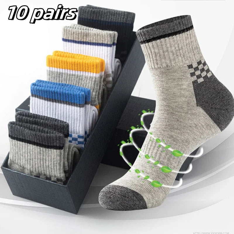 Calcetines deportivos transpirables de fibra de bambú para hombre, de otoño e invierno, con absorción del sudor y desodorantes, para negocios, 10, 5 o 3 pares.