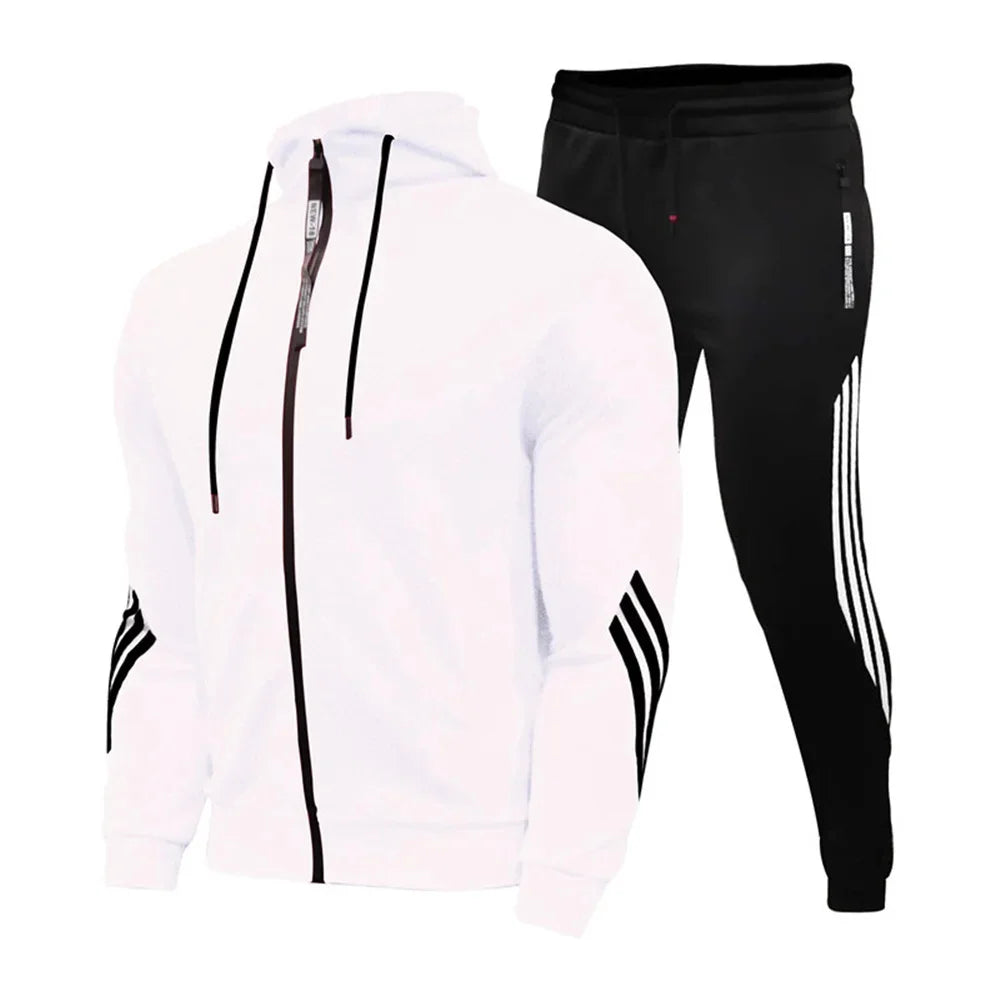 2025 nuevo traje de jogging para hombre, suéter, sudadera con capucha, chaqueta, pantalón deportivo, traje de 2 piezas, chaqueta casual de moda de otoño e invierno para hombre.