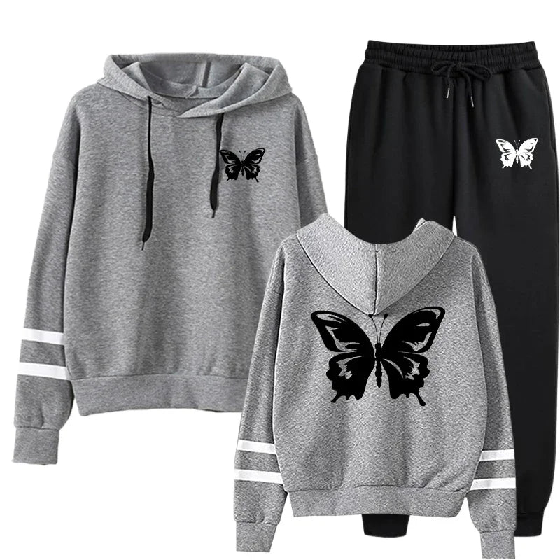 Chándal informal de uso diario para mujer, sudadera con capucha de una sola pieza de calidad a rayas y pantalones deportivos, cómodo para correr al aire libre, otoño e invierno.