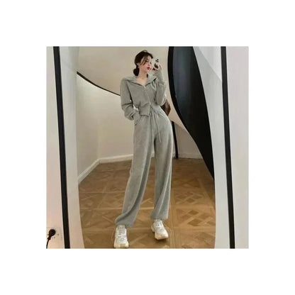 Conjunto deportivo de dos piezas para mujer, primavera otoño 2024, sudadera rosa, pantalones casuales, ropa para adelgazar.