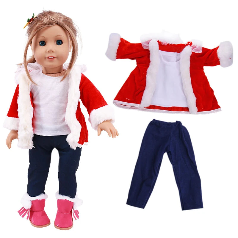 Envío gratuito: Conjunto navideño rojo para ropa y accesorios de muñeca de 43 cm y juguetes para muñecas americanas de 18 pulgadas de Our Generation.
