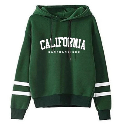 Chándal informal de rayas para mujer de California, sudadera con capucha, pantalón o traje versátil, sencillo, gran oferta, conjuntos urbanos tallas S-3XL