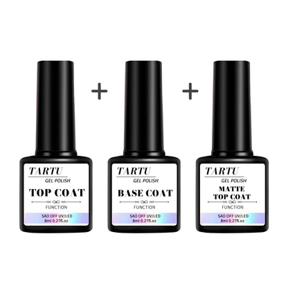 Juego de 1/2/3 piezas de gel funcional para uñas de 8 ml con capa base y capa superior de diamante, acabado mate, remojo para diseño de uñas.
