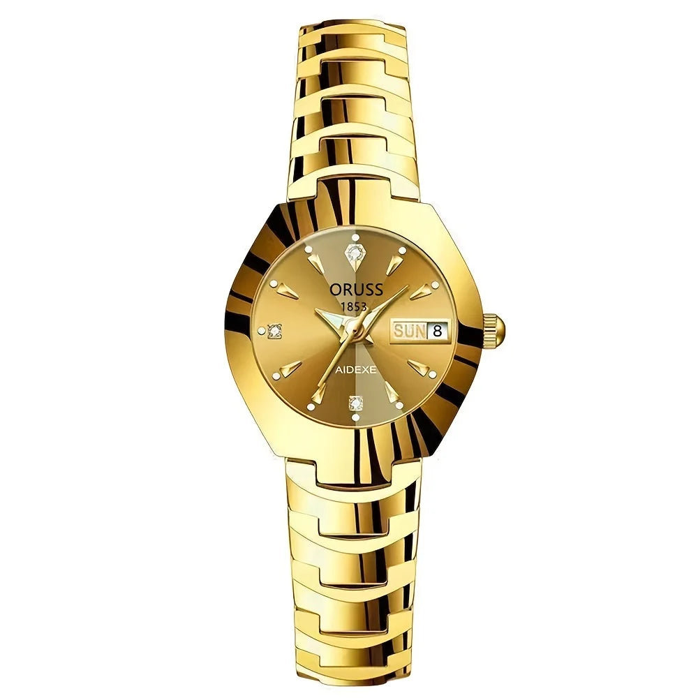 Hermoso reloj para mujer, personalidad elegante, moda, todo duradero, alta gama, atmósfera, tendencia suave, doble calendario, duradero c