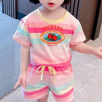 Conjuntos de ropa de verano de Hello Kitty para niñas pequeñas, camiseta de manga corta y pantalones cortos con cintura elástica, 2 piezas