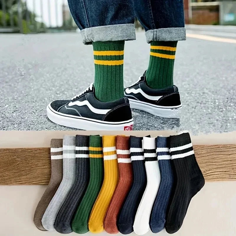 Calcetines deportivos transpirables de fibra de bambú para hombre, de otoño e invierno, con absorción del sudor y desodorantes, para negocios, 10, 5 o 3 pares.