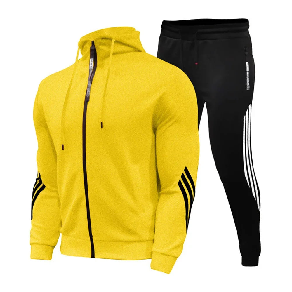 2025 nuevo traje de jogging para hombre, suéter, sudadera con capucha, chaqueta, pantalón deportivo, traje de 2 piezas, chaqueta casual de moda de otoño e invierno para hombre.