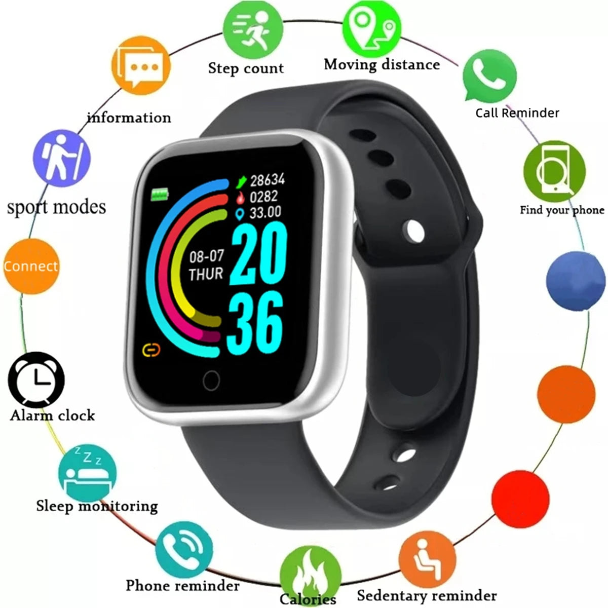 Reloj inteligente para hombre y mujer, pulsera con mensaje, monitor de actividad física, regalo de cumpleaños, reloj electrónico para Xiaomi y Huawei.