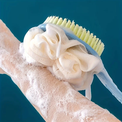 Cepillo exfoliante de ducha suave con mango largo, cepillo de baño, masajeador de piel, cepillo de limpieza, accesorios de baño.