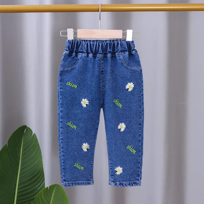 Pantalones vaqueros ajustados para niñas, pantalones vaqueros Suona de primavera y otoño, pantalones casuales elásticos acampanados para niños, ropa para niños de 0 a 5 años