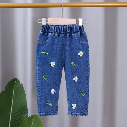 Pantalones vaqueros ajustados para niñas, pantalones vaqueros Suona de primavera y otoño, pantalones casuales elásticos acampanados para niños, ropa para niños de 0 a 5 años